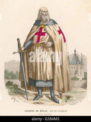 JACQUES DE MOLAY französische Ritter, Grand Maitre des Templiers, verhaftet und verbrannt von Philippe IV war eifersüchtig auf die Templer macht Datum: 1243-1314 Stockfoto