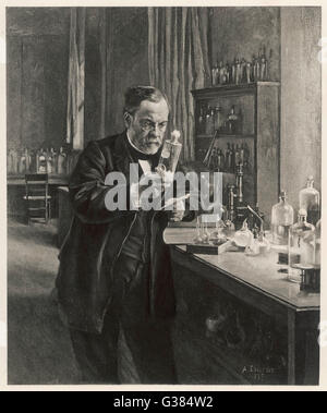 LOUIS PASTEUR in seinem Labor in 1885 Datum: 1822-1895 Stockfoto