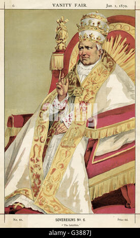 Papst PIUS IX (Conde Giovanni Maria Mastai-Ferreti) erklärten päpstlichen Unfehlbarkeit 1869 aber stritt mit der italienischen Regierung Datum: regierte 1846-1878 Stockfoto