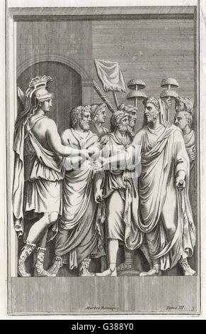 GAIUS JULIUS CAESAR AUGUSTUS (ursprünglich Gaius Octavius, auch bekannt als Octavian) erste römische Kaiser, abgebildet hier als Herrscher der Welt Datum anerkannt: 63 v. Chr. - 14 n. Chr. Stockfoto