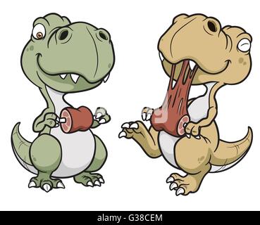 Vektor-Illustration Comic Dinosaurier Essen Stock Vektor
