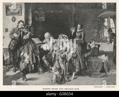 JOHANN SEBASTIAN BACH Morgengebet im Bach Haushalt Datum: 1685-1750 Stockfoto