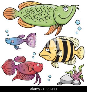 Vektor-Illustration der Aquarium Fische Kollektion Stock Vektor