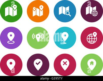 Karte Kreis Symbole. GPS und Navigation. Stock Vektor