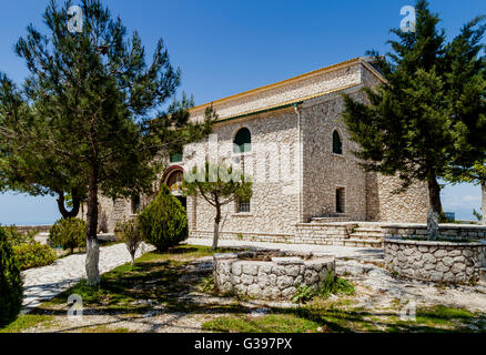 Das Kloster von Ipsilos, Mount Pantokrator, Insel Korfu, Griechenland Stockfoto