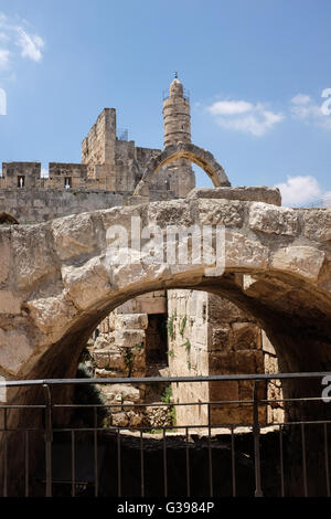 Der frühen islamischen Zeit (638-1099 CE) Rundturm auf der Zitadelle von Jerusalem, bekannt als der Turm von David, hat in vielen Sinnen beco Stockfoto