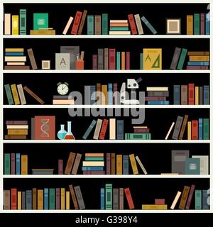 Bücherregal mit Büchern. Stock Vektor