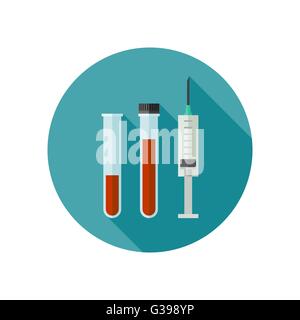 Medizinischen Symbol mit Spritze und Reagenzglas. Stock Vektor