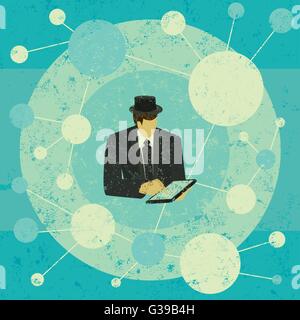 Geschäftsmann mit einem Tabletcomputer Stock Vektor