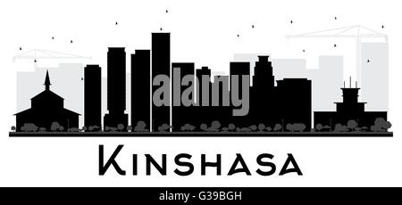 Kinshasa Stadt Skyline schwarz-weiß Silhouette. Vektor-Illustration. Einfache flache Konzept für Tourismus Präsentation, banner Stock Vektor