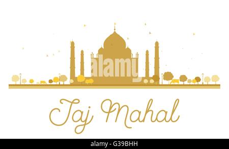 Taj Mahal goldene Silhouette. Vektor-Illustration. Einfache flache Konzept für Tourismus Präsentation, Banner, Plakat oder Website. Stock Vektor