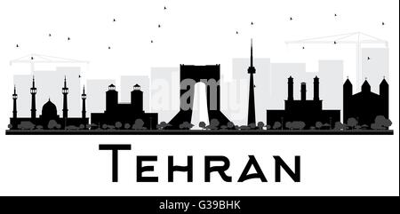 Teheran Stadt Skyline schwarz-weiß Silhouette. Vektor-Illustration. Einfache flache Konzept für Tourismus Präsentation, banner Stock Vektor