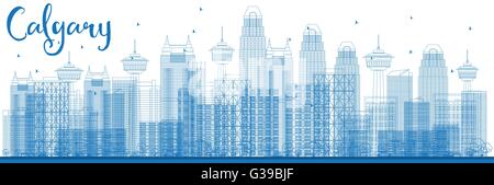 Skyline von Calgary Umriss mit blauen Gebäude. Vektor-Illustration. Business-Reisen und Tourismus-Konzept mit modernen Gebäuden. Stock Vektor