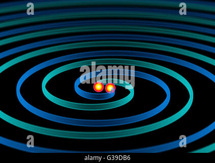 sehr schöne 3d Illustration von zwei Gravitationswellen. Stockfoto