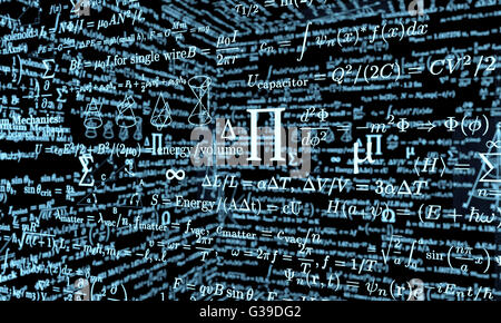 schwarze Mathematik-Board mit Formeln Stockfoto