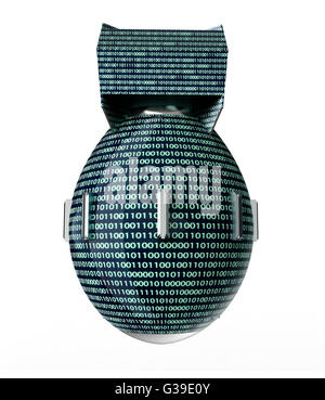 digitale Sicherheit Konzept Computer Bombe isoliert auf weiss, 3d Illustration Stockfoto