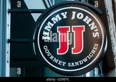 Jimmy John's Gourmet-Sandwiches unterzeichnen in Seattle. Stockfoto