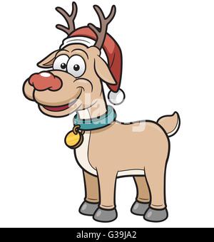 Vektor-Illustration der Rentiere Kind mit roter Weihnachtsmütze Stock Vektor