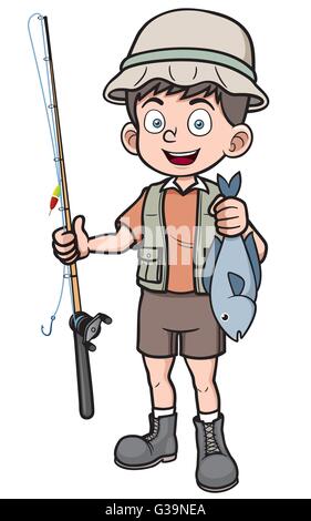 Vektor-Illustration von Fischer Holding Fisch Stock Vektor