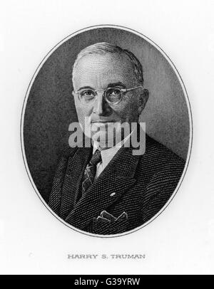 Porträt von Truman (1884 – 1972), 33. Präsident der Vereinigten Staaten 1945-53. Stockfoto