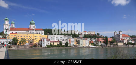 Deutschland, Bayern, Passau, Skyline, Inns, Stockfoto