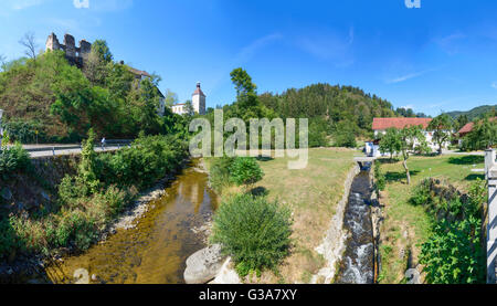 Reichenstein Burg und Stream Waldaist, Österreich, Oberösterreich, Oberösterreich, Mühlviertel, Tragwein Stockfoto