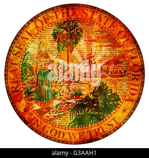 alte Vintage isoliert über weißes Symbol von florida Stockfoto