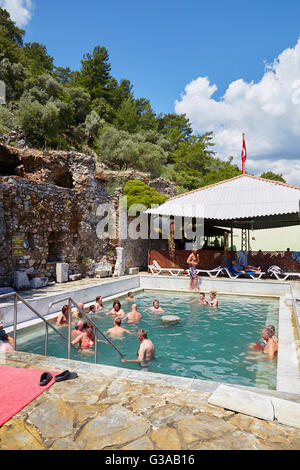 Das heiße Schwefel Pool thermal Spa am See Koycegiz, Sultaniye, in der Nähe von Dalyan, Provinz Mugla, Türkei. Stockfoto