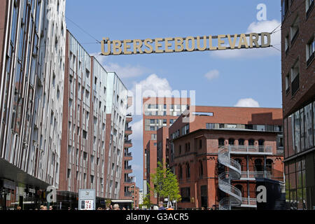 Ueberseeboulevard (überseeischen Boulevard), Hafen City, Hamburg, Deutschland Stockfoto