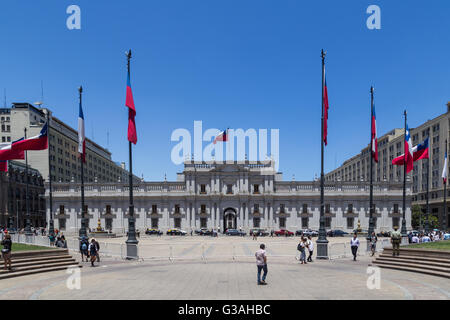 Santiago de Chile, Chile - 26. November 2015: der Sitz des Präsidenten Palacio De La Moneda Stockfoto