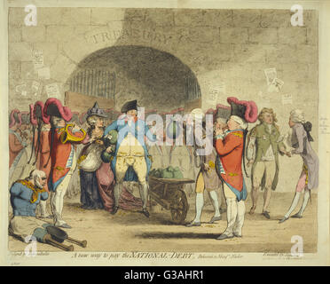 Eine neue Art, die STAATSSCHULDEN von James Gillray zu begleichen Stockfoto