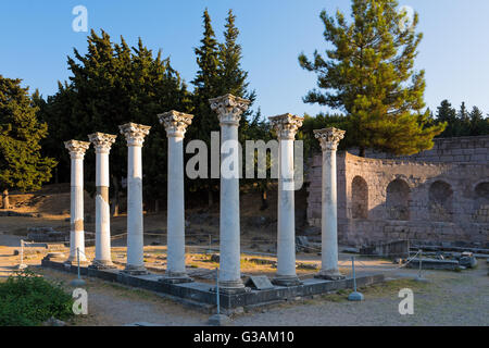 Reste der Tempel des Apollo in der archäologischen Stätte von Asklepion in Insel Kos, Griechenland Stockfoto