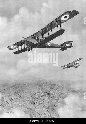 Handley-Page, Bombentragender Doppeldecker, WW1 Stockfoto