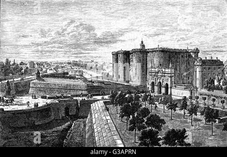 Paris, Frankreich - La Bastille von Faubourg-Saint-Antoine. Stockfoto