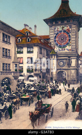 Die Uhr schlägt mittags, Bern, Schweiz Stockfoto