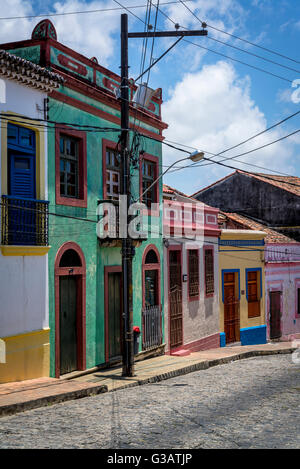 Bunt bemalte Häuser, Olinda, Pernambuco, Brasilien Stockfoto