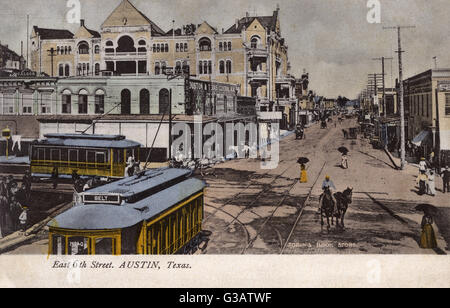 East 6. Street - Austin, Texas, USA - Driskill Hotel Stockfoto