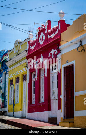 Bunt bemalte Häuser, Olinda, Pernambuco, Brasilien Stockfoto