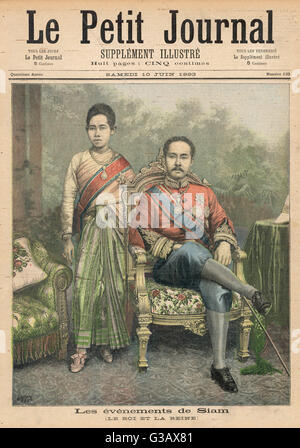 RAMA V bekannt als König CHULALONGKORN von Siam (1868-1910) und seine Frau Datum: 1853-1910 Stockfoto