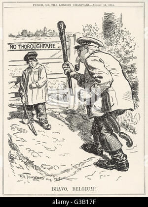 Cartoon, Bravo, Belgien! (WW1) Stockfoto