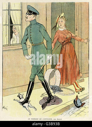 Cartoon, deutscher Offizier, WW1 Stockfoto