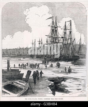 THEMSE GEFROREN 1855 Stockfoto