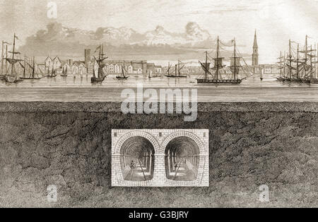 der Thames Tunnel, ein Unterwasser-Tunnel unter der Themse in London, 19. Jahrhundert Stockfoto