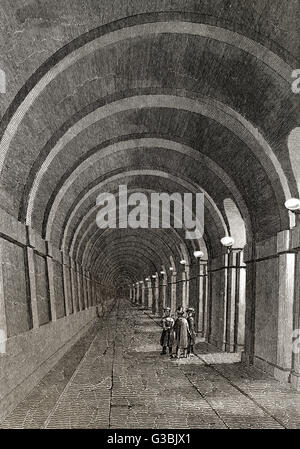 der Thames Tunnel, ein Unterwasser-Tunnel unter der Themse in London, 19. Jahrhundert Stockfoto