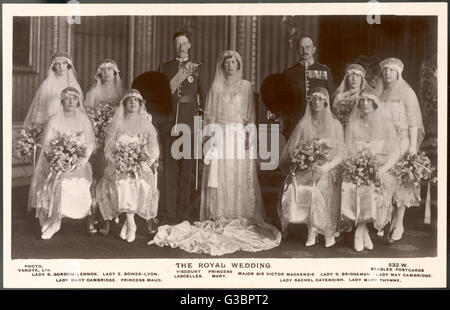 HENRY GEORGE CHARLES VISCOUNT LASCELLES später 6. Earl of HAREWOOD bei seiner Heirat mit Prinzessin Mary.      Termin: 1882-1947 Stockfoto