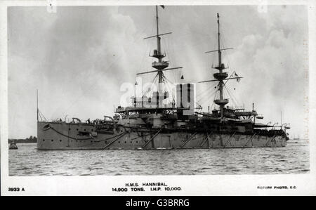 HMS Hannibal, britisches Schlachtschiff Stockfoto