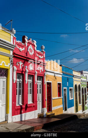 Bunt bemalte Häuser, Olinda, Pernambuco, Brasilien Stockfoto