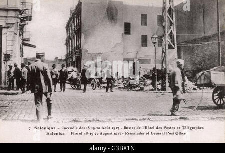 Feuer von Thessaloniki - Allgemeine Post (Reste von) Stockfoto