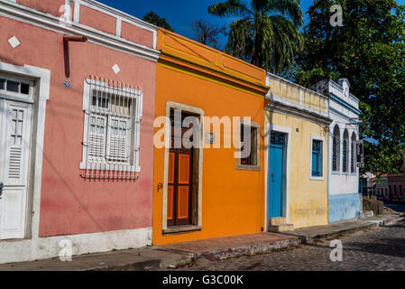 Bunt bemalte Häuser, Olinda, Pernambuco, Brasilien Stockfoto