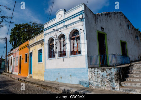 Bunt bemalte Häuser, Olinda, Pernambuco, Brasilien Stockfoto